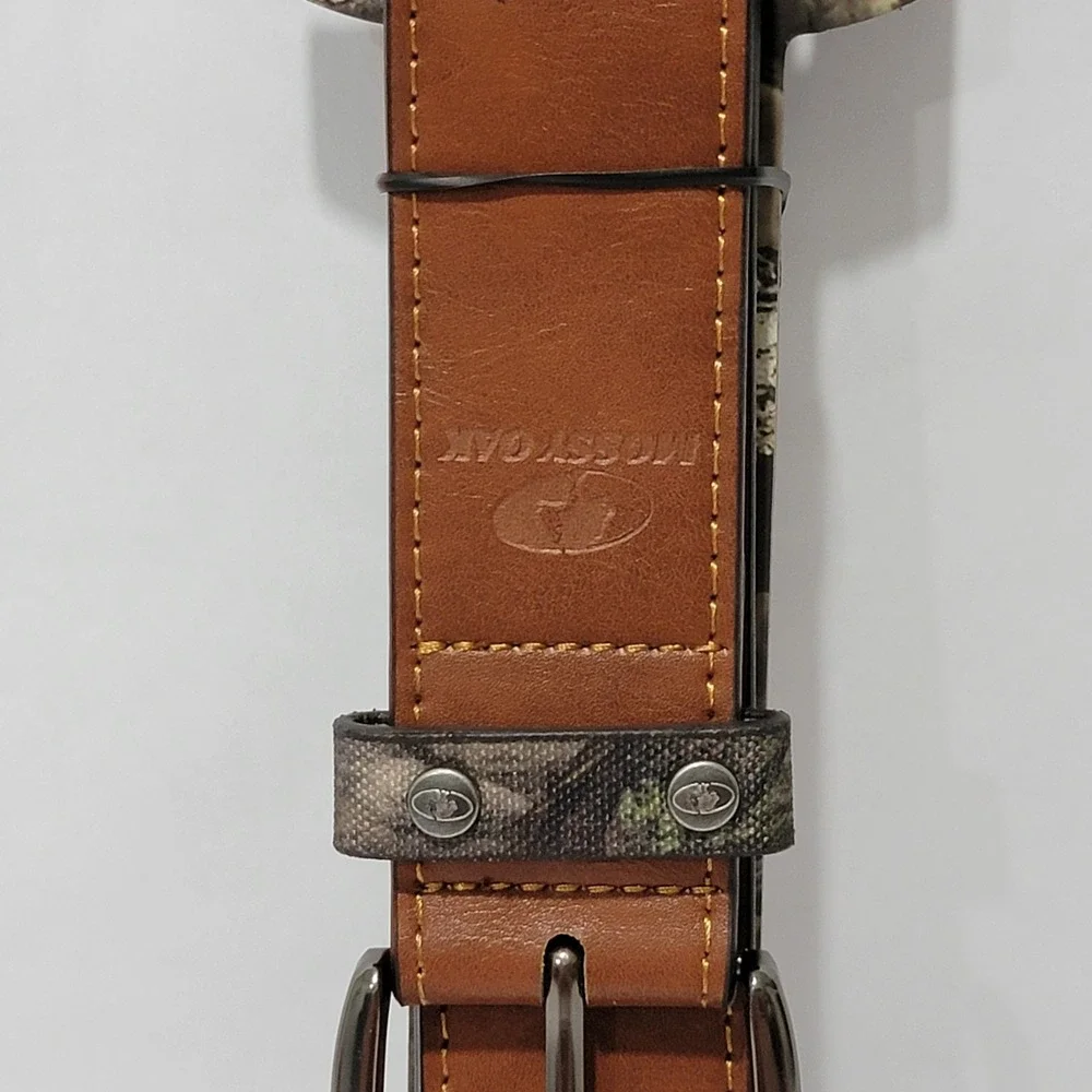 Mossy Oak Mens Brown Faux Leather Camo Belt Size 40/42 BE11686DG New